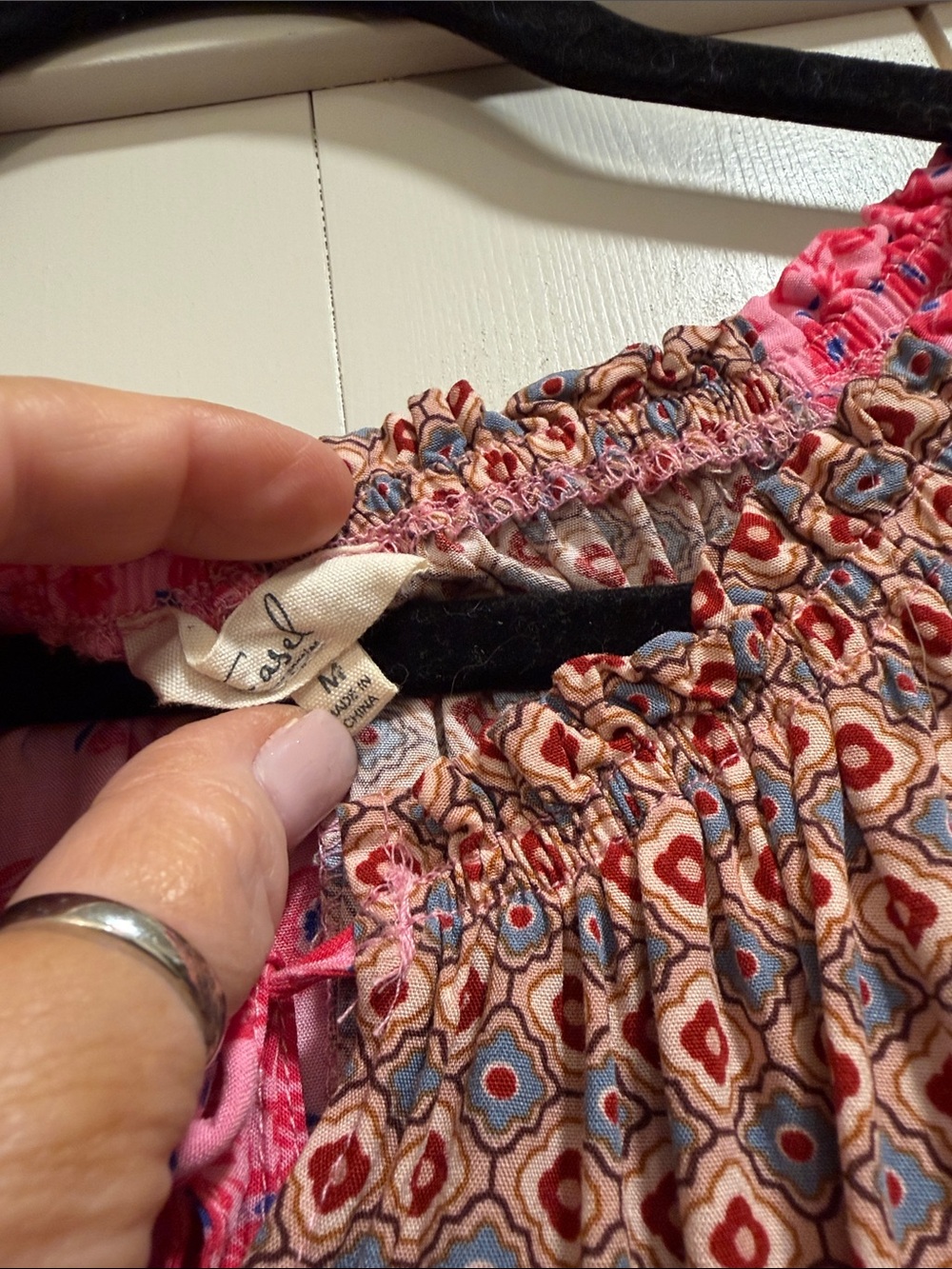 easel Pink Multi-Pattern Patchwork Peasant Tunic - Picture 2 of 4